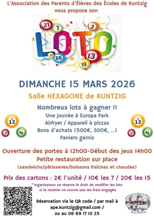 Loto de l'Ape des écoles de Kuntzig