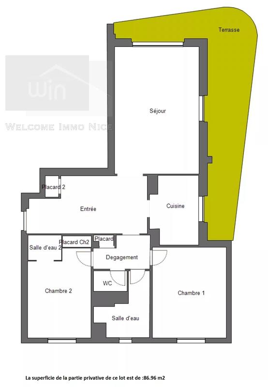 Appartement - 86 m² - 3 pièces