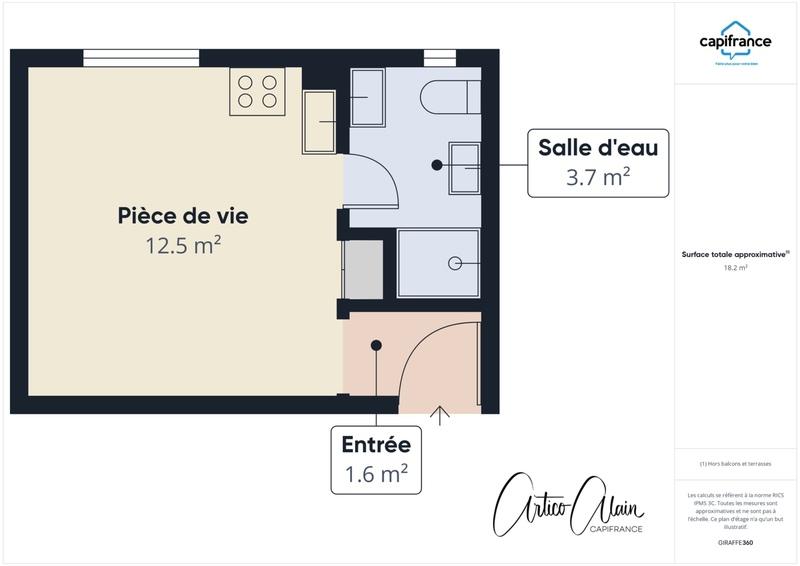 Appartement - 18 m² - 1 pièce