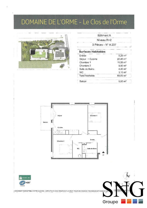 Appartement - 61 m² - 3 pièces