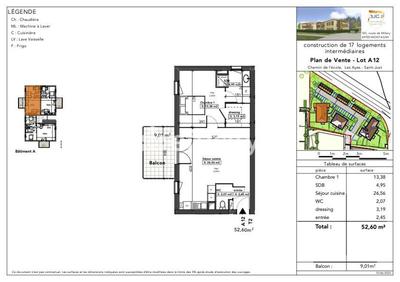 Appartement - 52 m² - 2 pièces