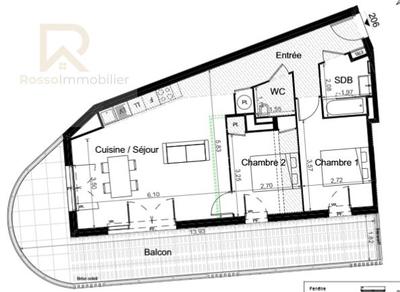 Appartement - 96 m² - 3 pièces