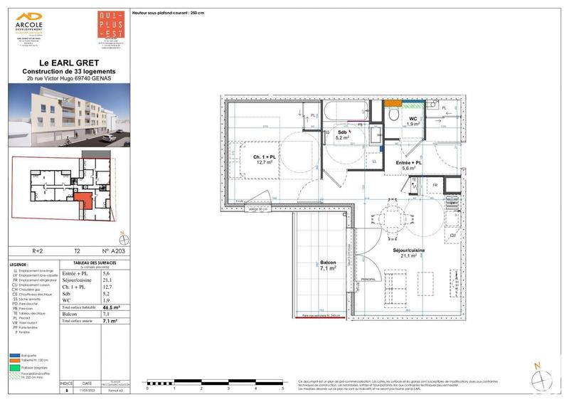 Appartement - 45 m² - 2 pièces