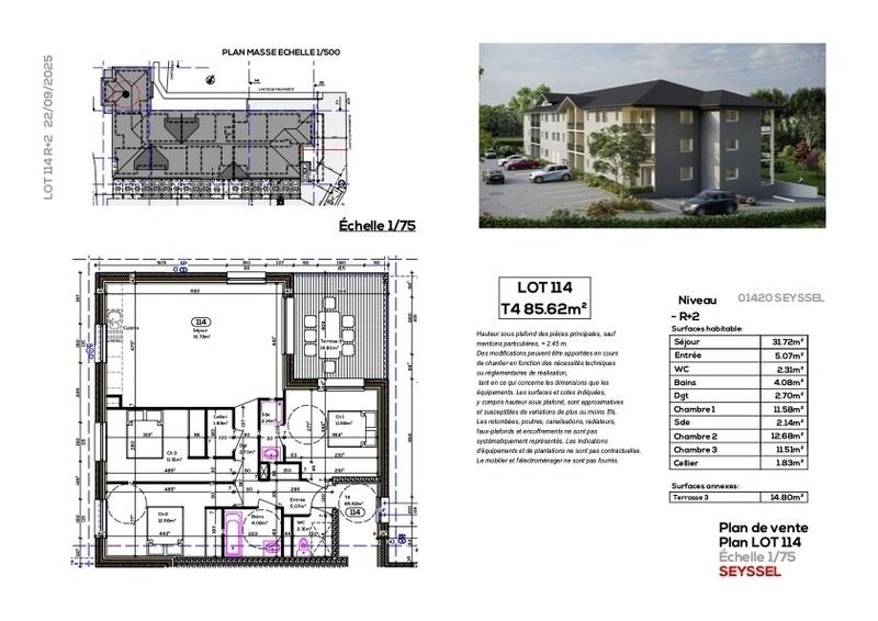 Appartement - 86 m² - 4 pièces