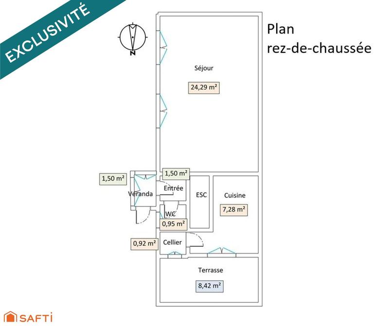 Maison de ville - 65 m² - 3 pièces