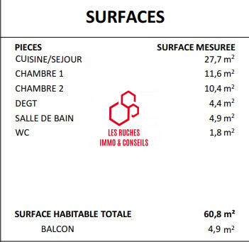 Appartement - 60 m² - 3 pièces