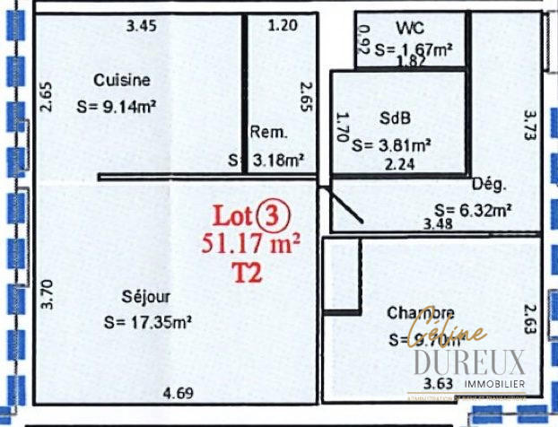 Appartement - 51 m² - 2 pièces