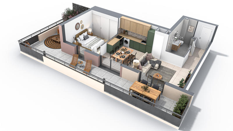 Appartement - 45 m² - 2 pièces