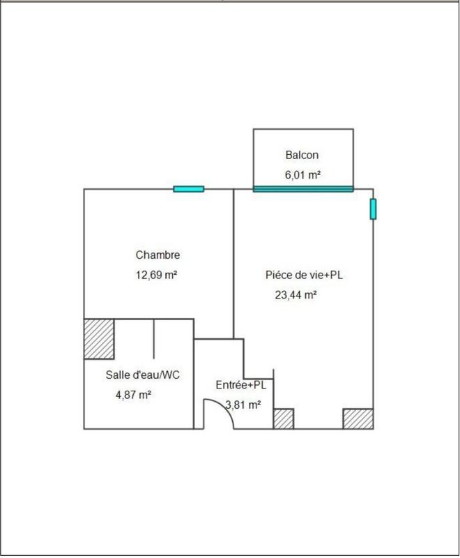 Appartement - 45 m² - 2 pièces
