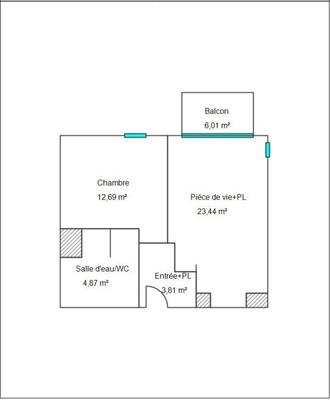 Appartement - 45 m² - 2 pièces