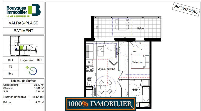 Appartement - 42 m² - 2 pièces