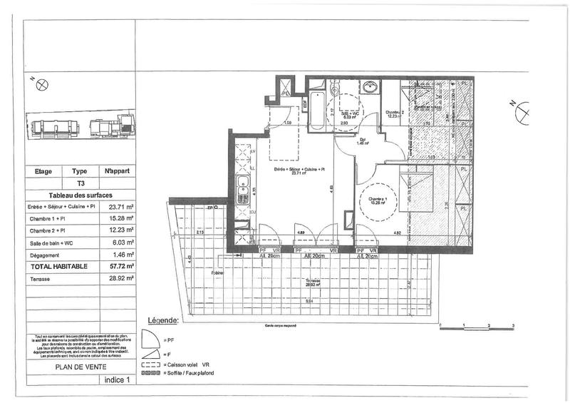 Appartement - 58 m² - 3 pièces