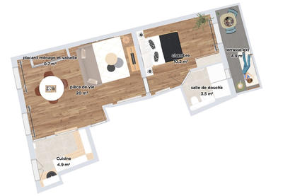 Appartement - 37 m² - 2 pièces