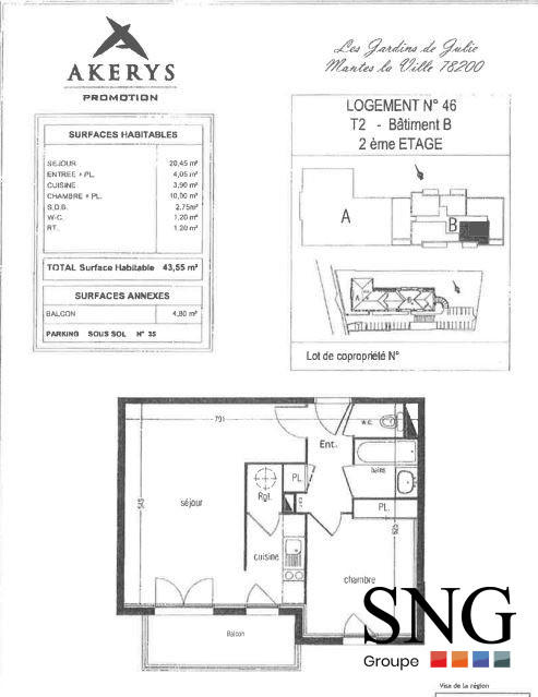 Appartement - 44 m² - 2 pièces
