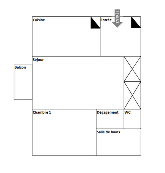 Appartement - 46 m² - 2 pièces