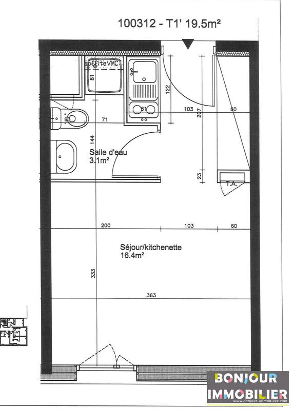 Appartement - 19 m² - 1 pièce