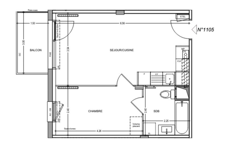 Appartement - 38 m² - 2 pièces