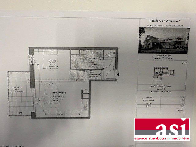 Appartement - 43 m² - 2 pièces