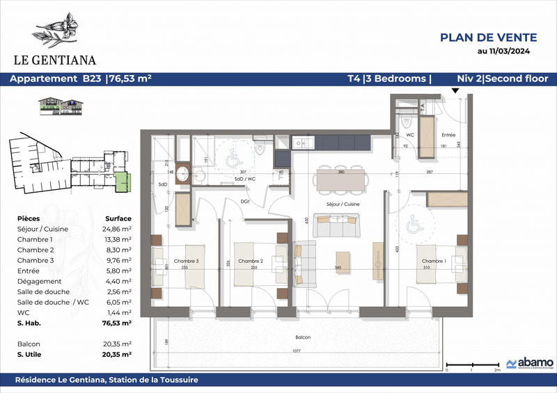 Appartement - 76 m² - 4 pièces