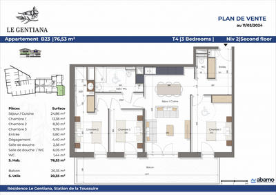 Appartement - 76 m² - 4 pièces