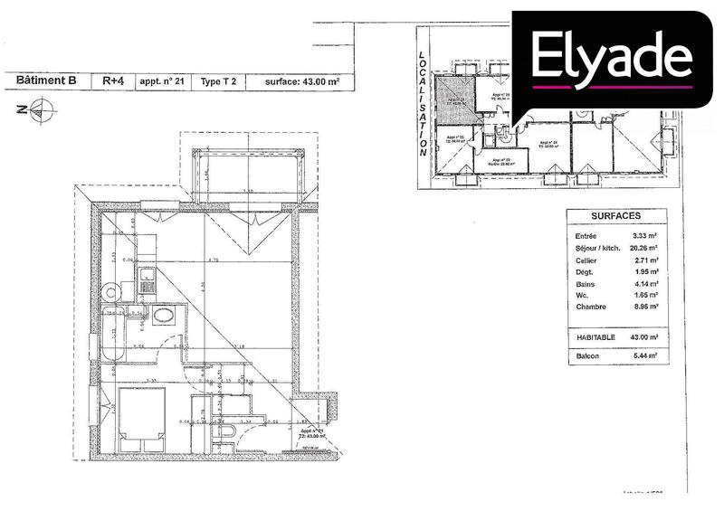 Appartement - 42 m² - 2 pièces