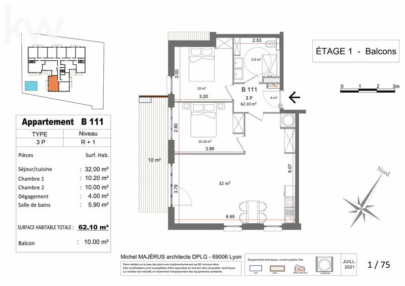 Appartement - 62 m² - 3 pièces