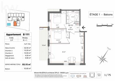 Appartement - 62 m² - 3 pièces
