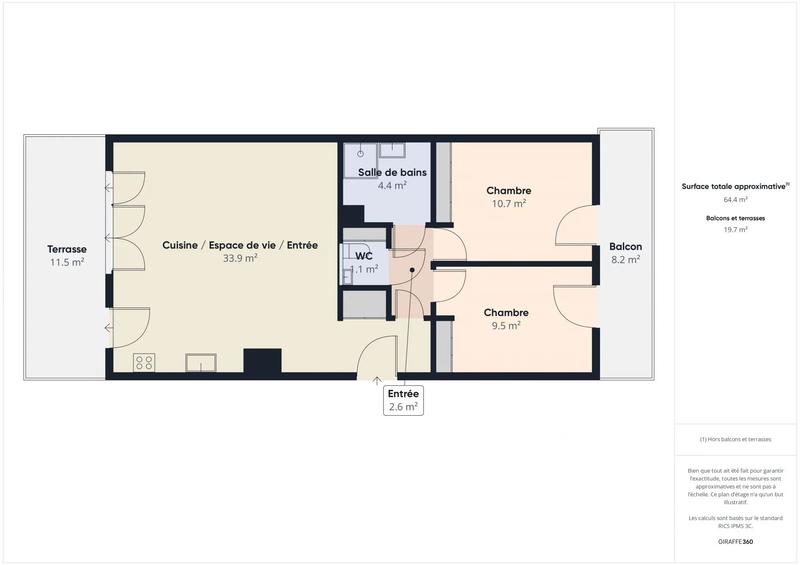 Appartement - 66 m² - 3 pièces