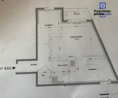 Appartement - 59 m² - 3 pièces