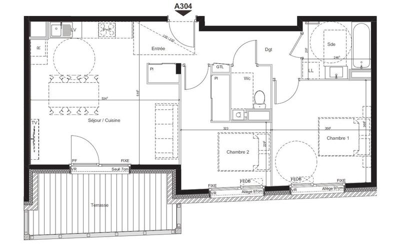 Appartement - 65 m² - 3 pièces