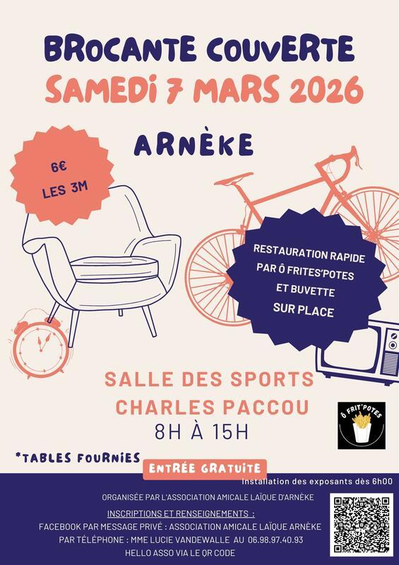 Brocante couverte de l'amicale laïque d'arnèke