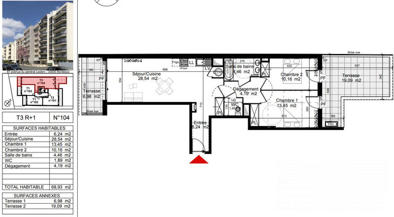 Appartement - 70 m² - 3 pièces