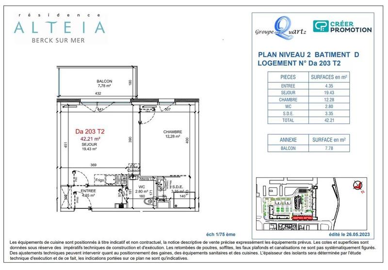 Appartement - 42 m² - 2 pièces