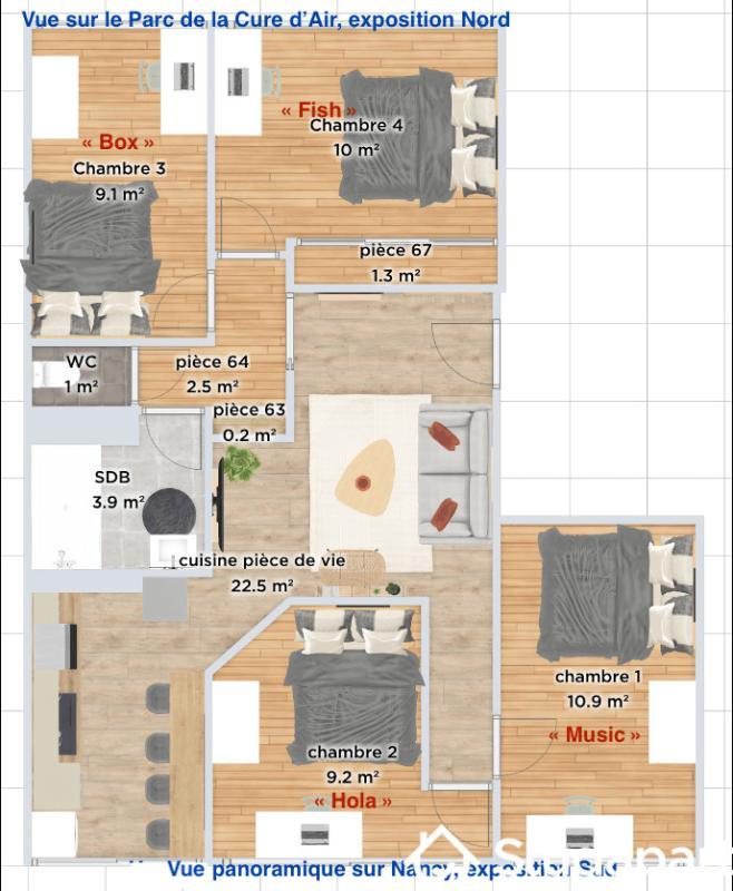 Chambre - 10 m² - 1 pièce