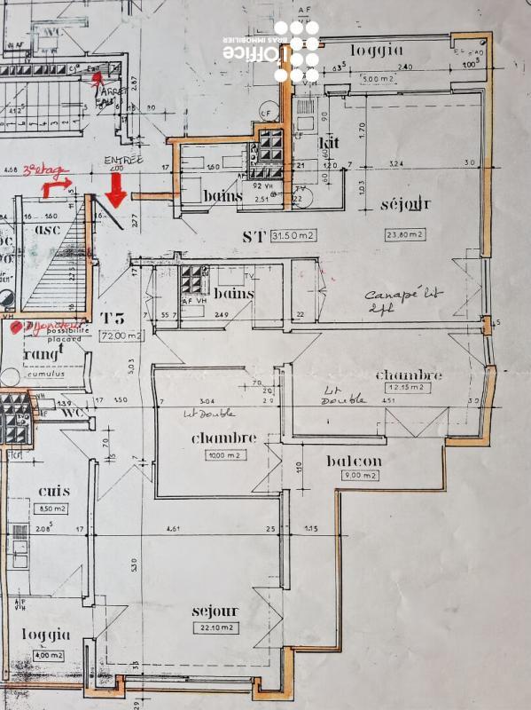 Appartement - 105 m² - 5 pièces