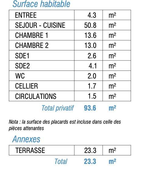 Appartement - 94 m² - 3 pièces