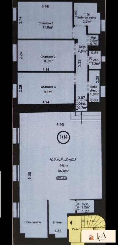 Appartement - 90 m² - 4 pièces
