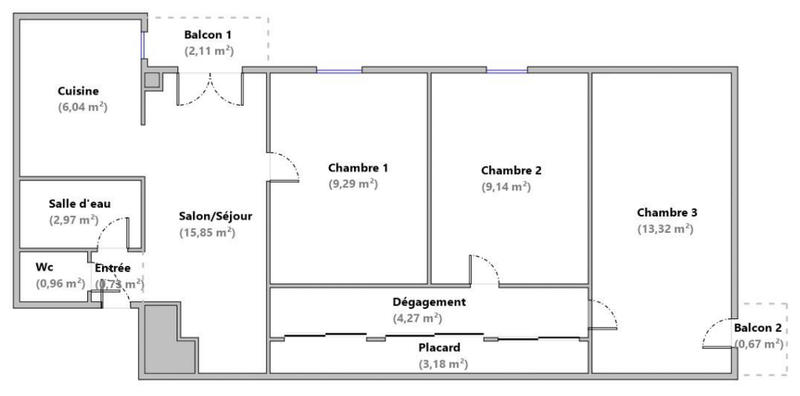 Appartement - 66 m² - 4 pièces