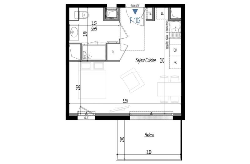 Appartement - 29 m² - 1 pièce