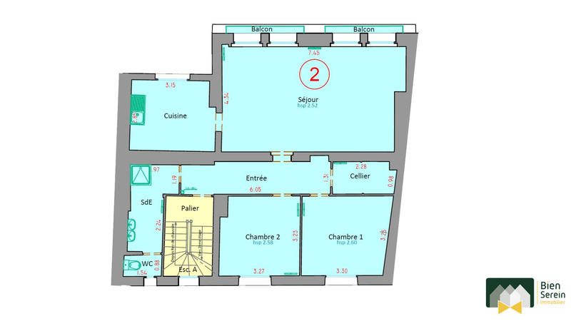 Appartement - 80 m² - 3 pièces