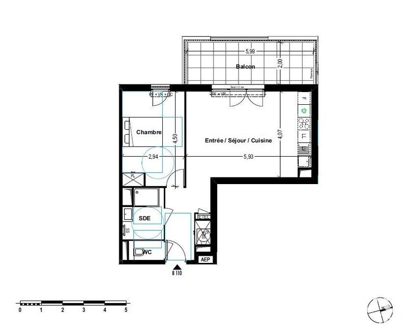 Appartement - 50 m² - 2 pièces