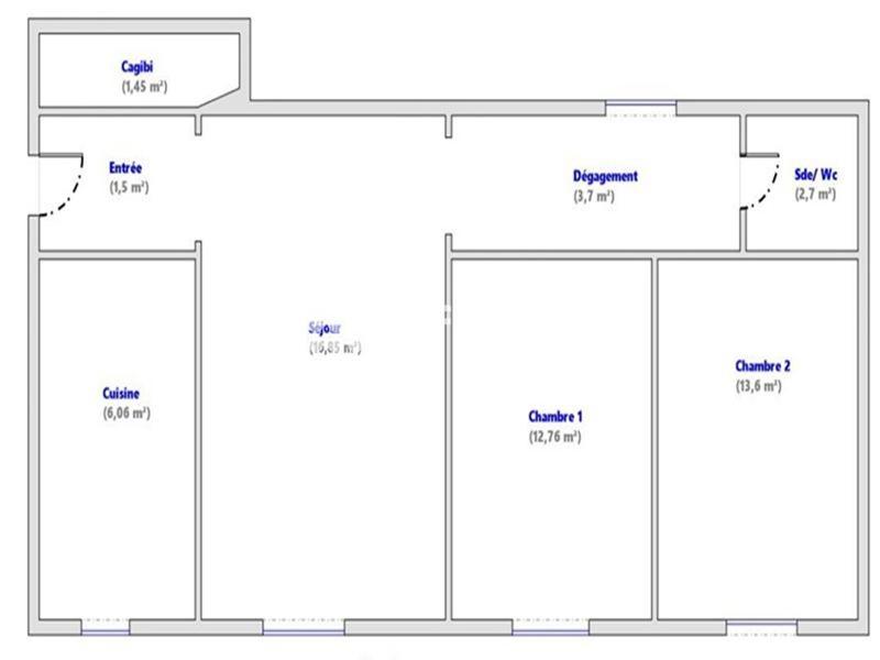 Appartement - 59 m² - 3 pièces