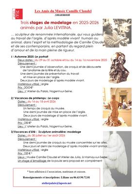 stages de modelage par &quot;Les Amis du Musée Camille Claudel&quot; à Nogent-sur-Seine