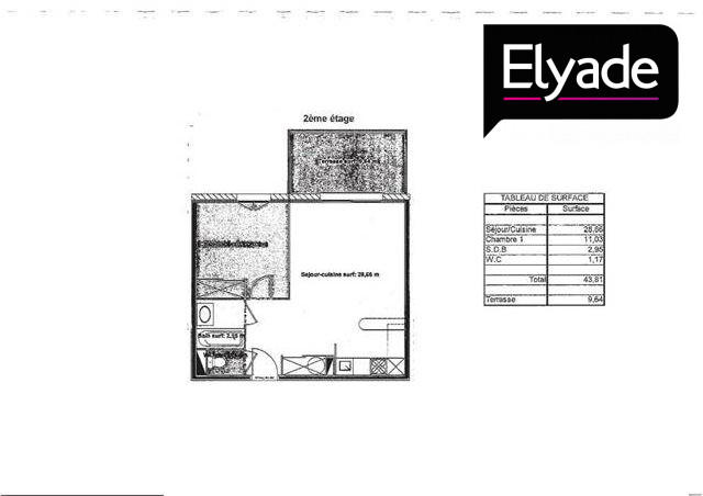 Appartement - 43 m² - 2 pièces