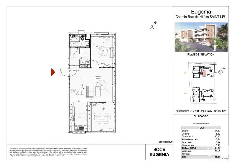 Appartement - 65 m² - 2 pièces