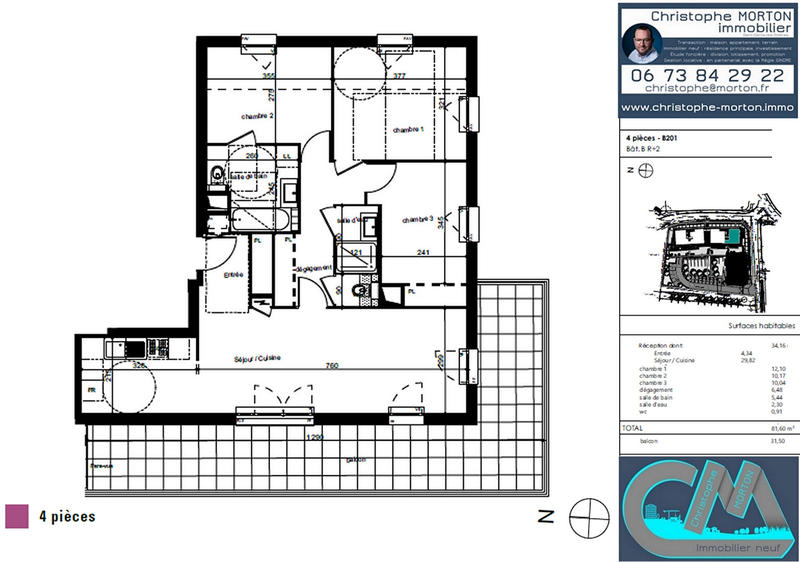 Appartement - 82 m² - 4 pièces