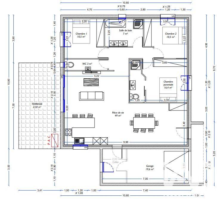 Maison - 100 m² - 4 pièces