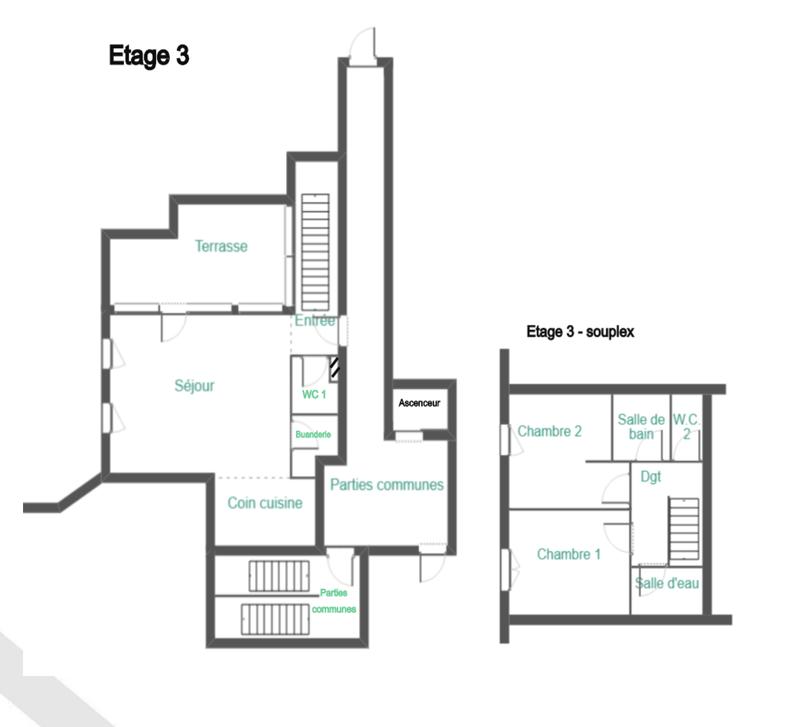 Duplex - 71 m² - 3 pièces