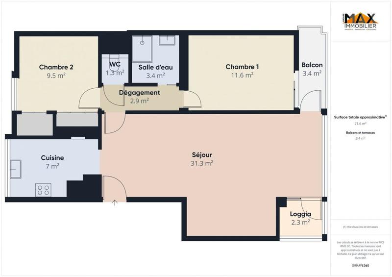 Appartement - 70 m² - 3 pièces