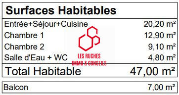 Appartement - 47 m² - 3 pièces